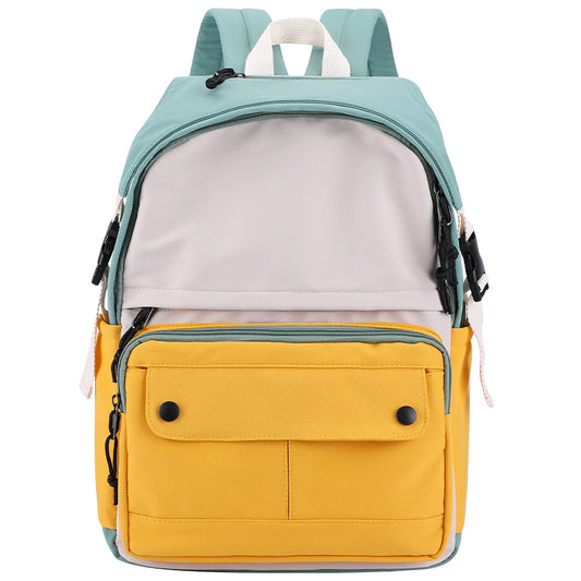 New ins style backpack canvas high school student schoolbag small fresh contrast color junior high school student backpack