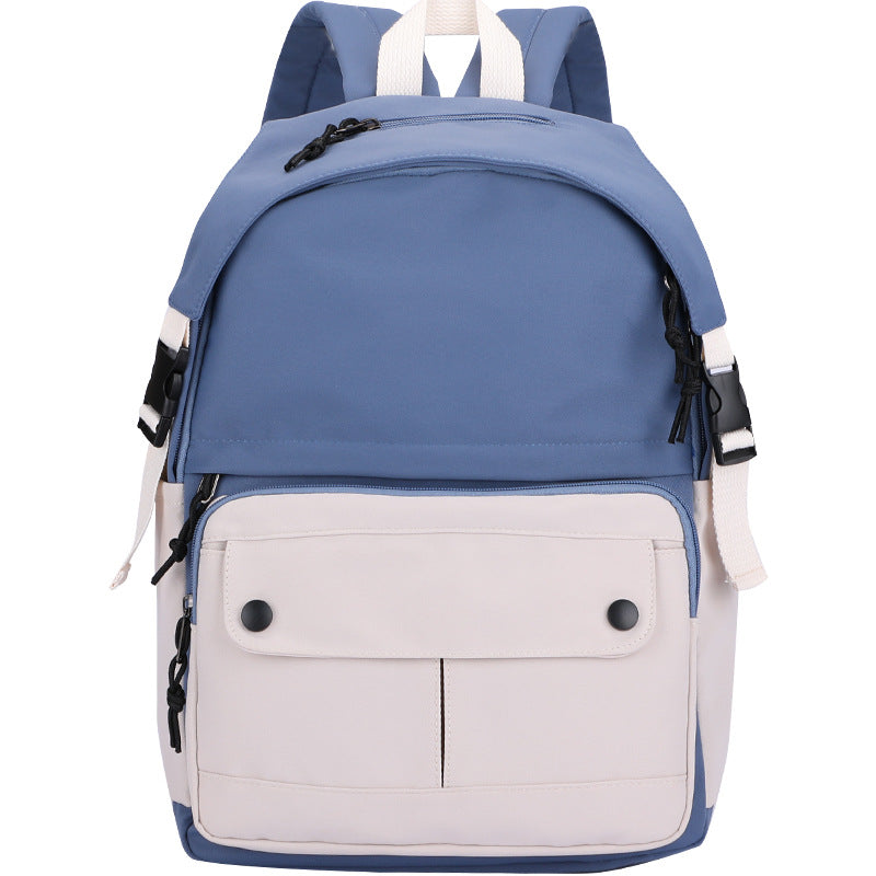 New ins style backpack canvas high school student schoolbag small fresh contrast color junior high school student backpack
