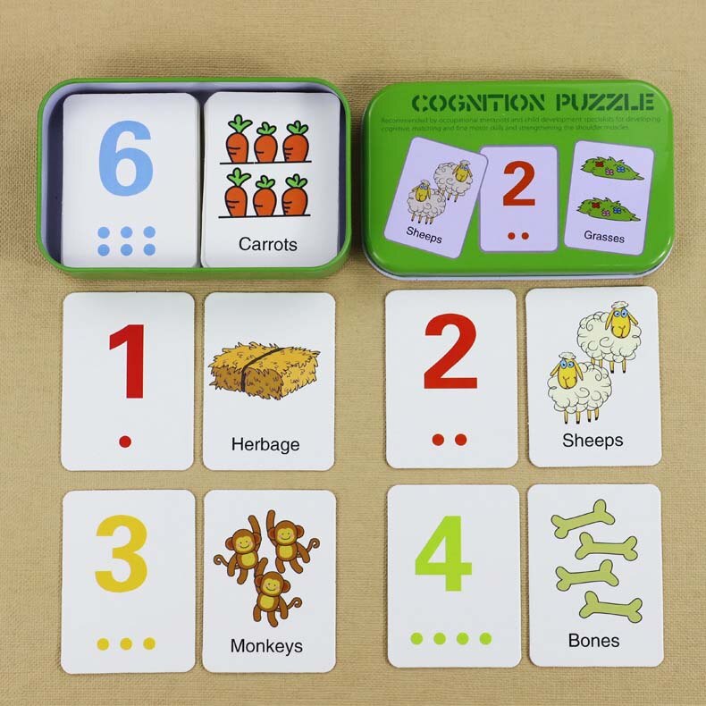 Kids Montessori Cognitive Cards Puzzles Set Vehicle Fruit Animal Matching Puzzle For Toddler Learning Educational Gifts 2-4 Year