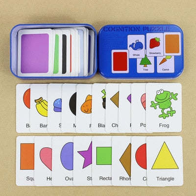 Kids Montessori Cognitive Cards Puzzles Set Vehicle Fruit Animal Matching Puzzle For Toddler Learning Educational Gifts 2-4 Year